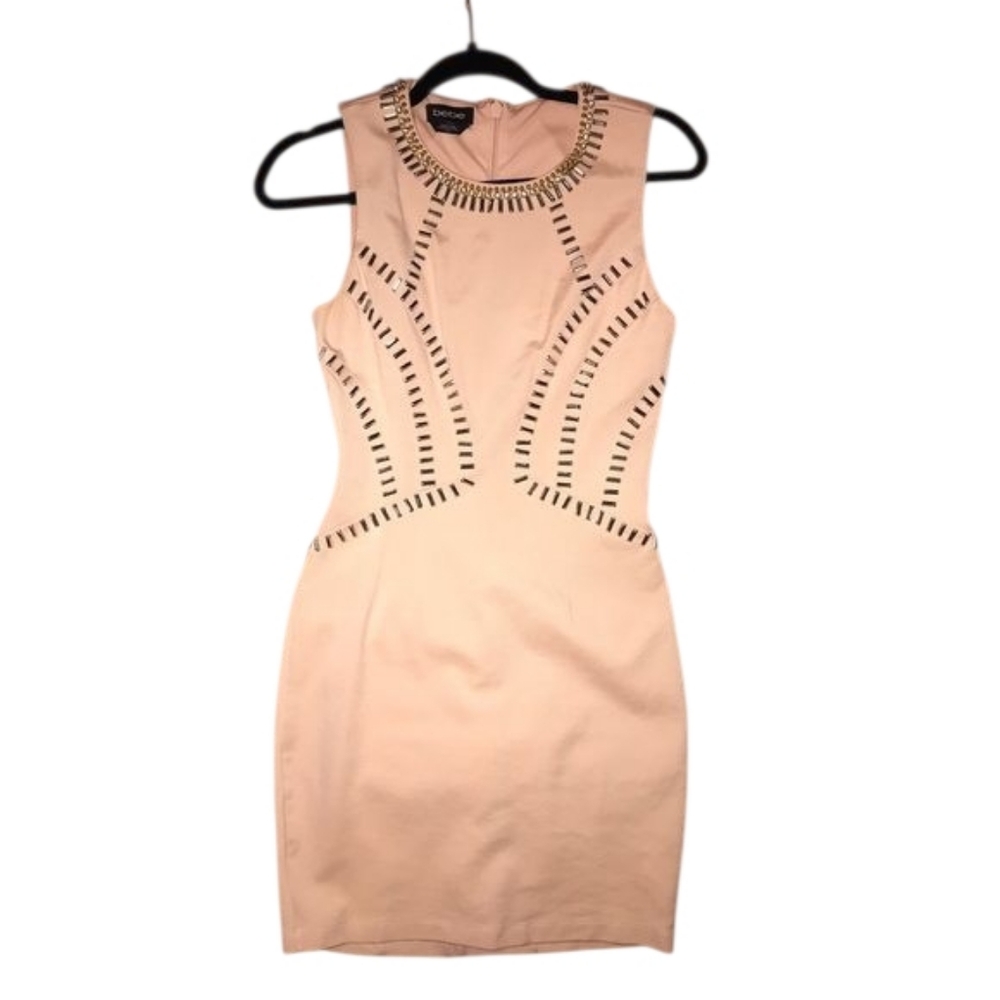 Bebe Blush Hand Embellished Mini Dress Sm New